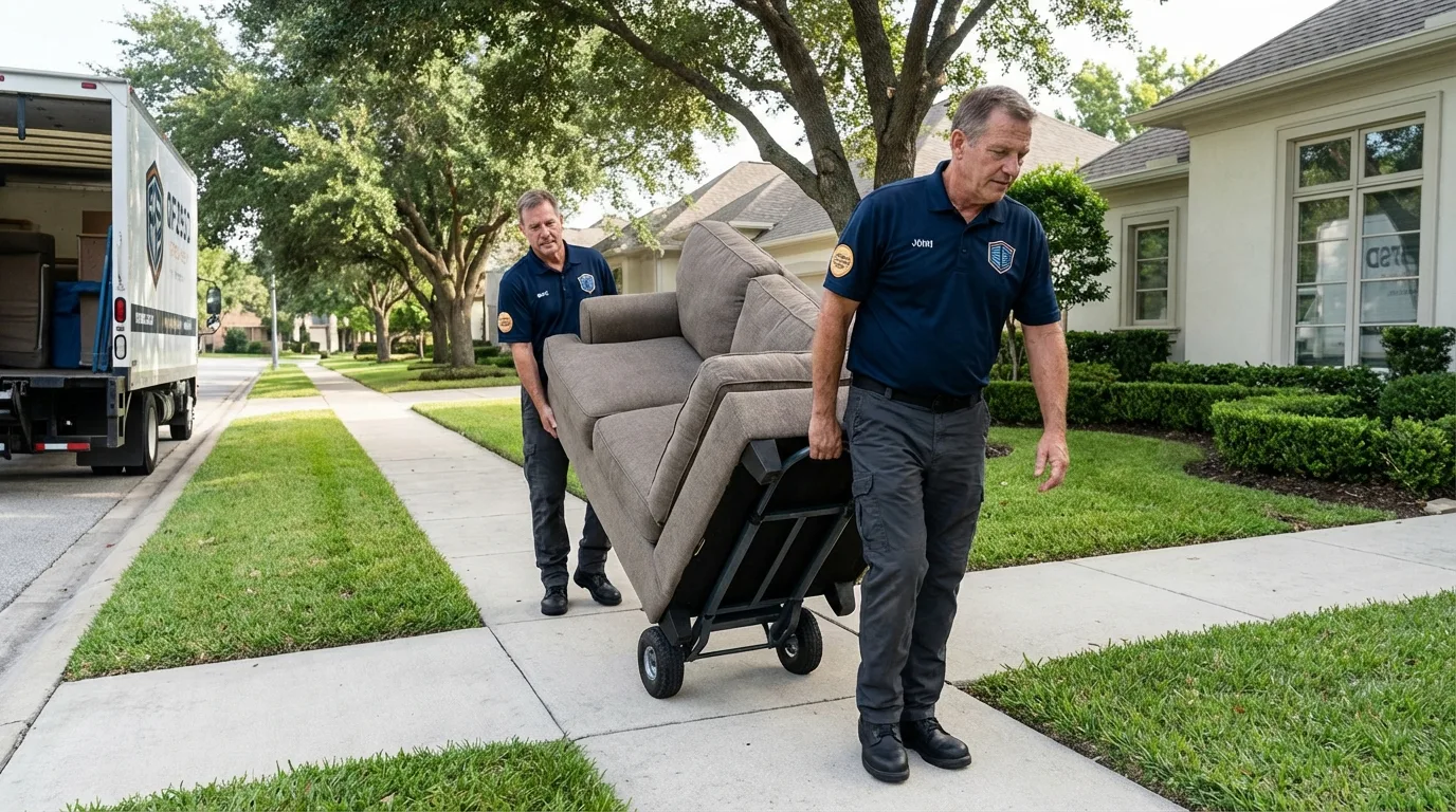Local residential moving crew loading furniture in Canadian, TX